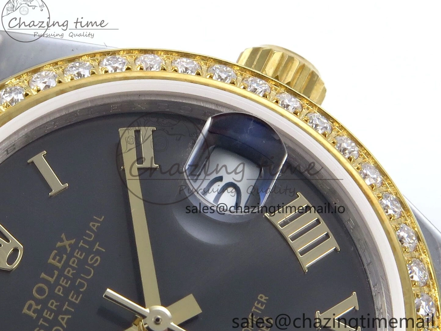 on SS YG DateJust 904L Steel Roman Jubilee Edition Diamonds HZ2236 Bracelet JARF 278383RBR Dial 1:1 Gray Best 31 0404